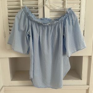 H&M Baby Blue Off Shoulder Blouse, Size 4